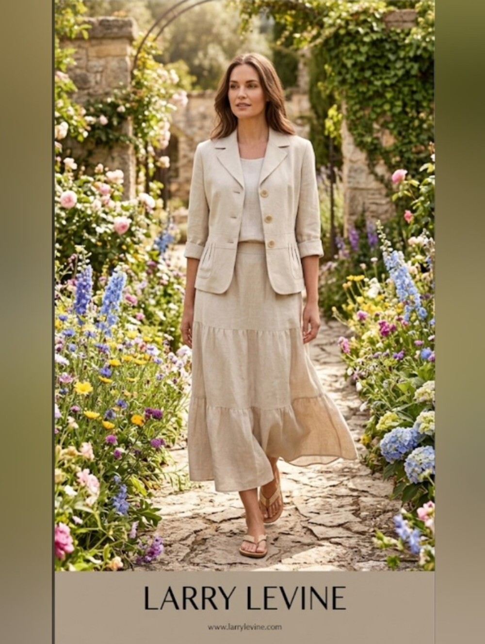 Larry Levine Light Beige Button-Up Linen Jacket!!! Gorgeous!